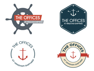 Logo Options - Offices @ Hingham Shipyard anchor circle logo nautical wheel