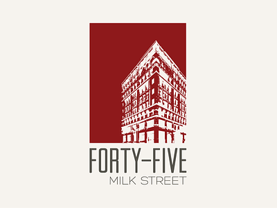 Forty Five Milk Street Logo Option building identity logo red