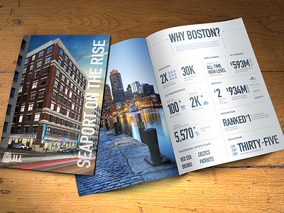 Brochure-Seaport on the Rise blue boston brochure infographic jll jones lang lasalle publication stats