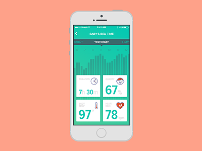 Baby App Mockup app baby graph icons metrics screen sleep slider ui