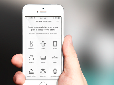 Create an aisle category clothing icon ios mockup retail screen shopping