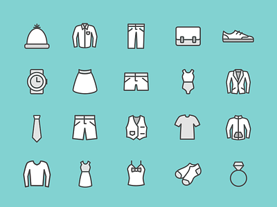 Clothing Icon set accessories clothing dresses icon icon set line pants shoes shorts