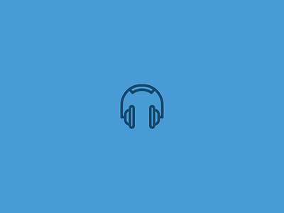 Headphones blue icon illustration logo