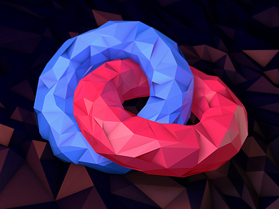 Rings Low Poly 3d 4d blue c4d cinema4d pink