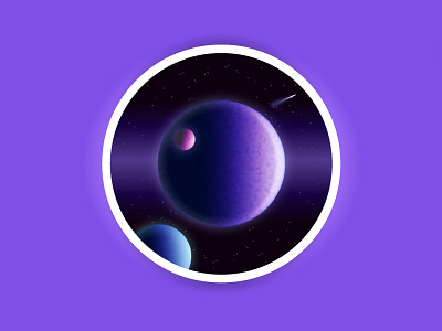 Purple Badge badge design exploration galaxy green illustration landscape planet space star sun vector