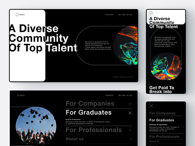 talent into tech | landing academy black and white contrast design experiment goals graphic design lead leader leadership paint skills tech texture type typeface typography ui web webdesign