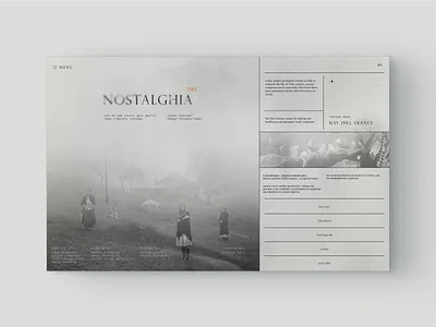 NOSTALGHIA | landing branding cimena composition fibonacci graphic design landing page minimalism modern movie nostalgia print tarkovsky texture type typography ui vibe vintage web webdesign