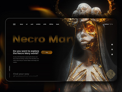 Necro Mary | Main page concept dark theme design gold ui web webdesign