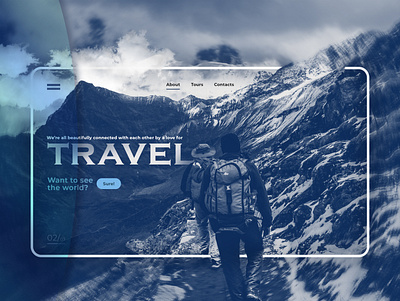 Travel Landing Page app blue blue and white concept design duotone landing nature style travel travel app travel blog travel landing page travelling ui ux webdesign