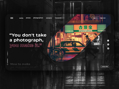 Photography Website app blak and white color concept design main page mask photography photoshop ui uiux ux web webdesign website