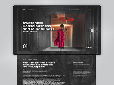 MINDFULNESS | Landing Page concept creative design interface landing page concept mental health typogaphy ui uiux ux web webdesign