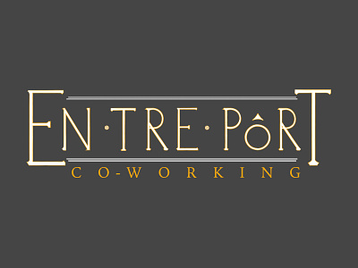 En•tre•pôrt 2 color branding coworking coworking space logo newspaper steam age typeface typography victorian