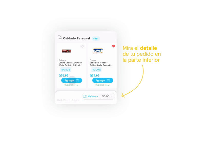 Add product to cart + change delivery date - Onboarding - Mobile add to cart animated animation app bottom cart bunny button cart cart preview change date date delivery design e commerce market mobile app product supermarket ui