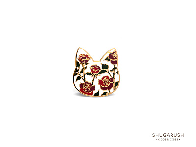 Rose Cat Enamel Pin apparel buy cat cute enamel lapel pin rose shop