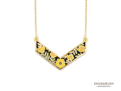 Yellow Chevron Necklace chevron floral flowers necklace shugarush accessories yellow