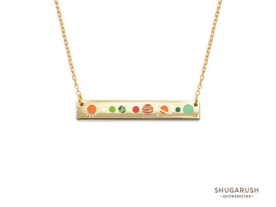 Solar System Bar Necklace - Glows in the Dark