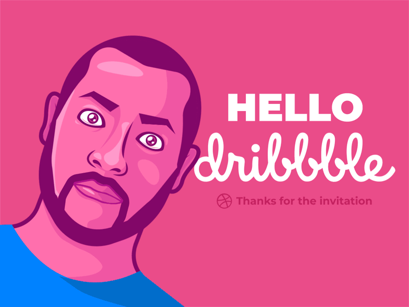 Hello Dribbble animation character first shot hello dribbble illustration selfie