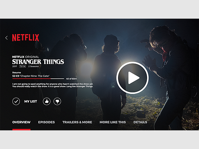 #DailyUI #025 TV App 025 app concept dailyui netflix refresh stranger things tv ui ux