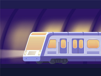 Subway train in tunnel