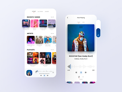 Music Player App app app design color concept dribbble figma mobile mobile app music music app music player podcast product design shot spotify sync trend ui uidesign uiux