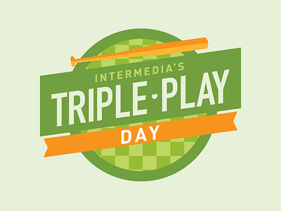Triple Play Day badge baseball bat green icon