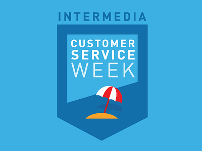 Customer Service Week badge blue customer shield umbrella