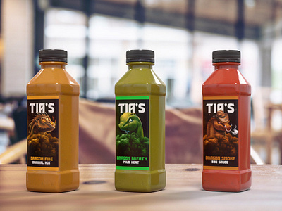Tia’s Hot Sauce Rebrand branding design dragon hot sauce rebrand