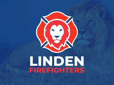 Linden Firefighters logo den firefighters fireman firemen linden lion logo