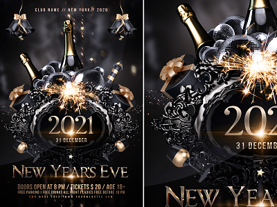 New Year Party Flyer celebration champagne christmas christmas flyer event illustration invitation new year new year flyer new year party party poster template winter
