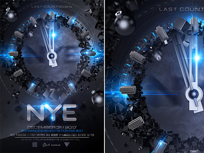 NYE Party Flyer Template abstract anniversary celebration club countdown december event fireworks flyer invitation lights luxury midnight modern new year new year bash new year countdown new year flyer new year party new years eve