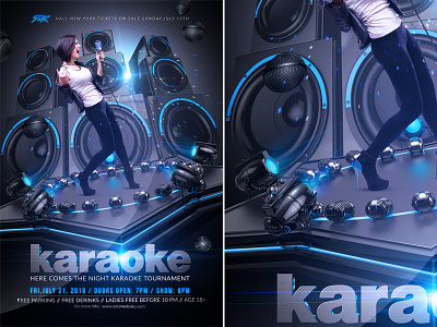 Karaoke Flyer club club party design event flyer karaoke karaoke flyer karaoke night karaoke party karaoke show light lighting live microphone modern music night open mic party singer