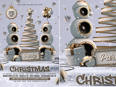 Christmas Party Flyer anniversary celebration christmas flyer christmas night christmas party christmas template christmas white party editable gift invitation merry christmas new year party nightclub poster white white and gold white christmas white party xmas flyer xmas party