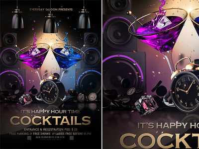 Happy Hour Cocktails Flyer advertising after party alcohol bar club club poster cocktail cocktail flyer cocktail promotion drinks event fresh happy hour happy hour flyer happy hour invitation party party flyer poster promo party promotional