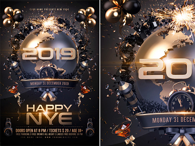 New Year Party Flyer anniversary celebration christmas flyer event flyer holiday invitation luxury merry christmas new year new year bash new year party new year party flyer new years eve nightclub party poster template