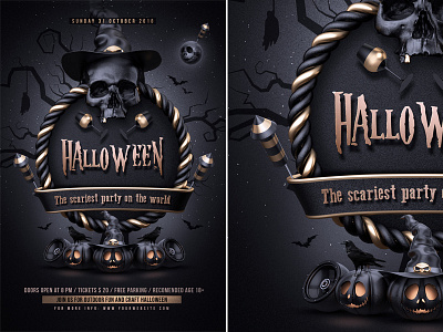 Halloween Party Flyer Template club costume party design flyer halloween halloween flyer halloween party halloween poster happy halloween haunted party horror night party pumpkin scary skull template thriller trick or treat witch