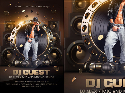 DJ Guest Flyer artist bash club club dj club flyer club music dance music dj dj flyer template dj guest dj party electro flyer guest dj light lights mix music nightclub remix