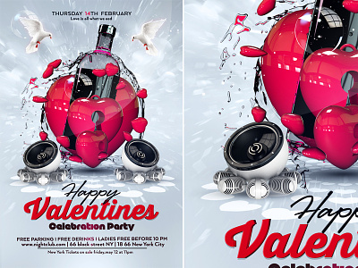Happy Valentines Party Flyer celebration cupid event flyer invitation love nightclub party poster saint valentines speakers template valentines day valentines day party valentines party valentines poster valentines template