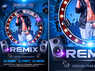 DJ Flyer artist club dance music disco dj dj flyer dj flyer template dj party drinks dubstep electro event flyer guest dj flyer house music live music music party print ready sound