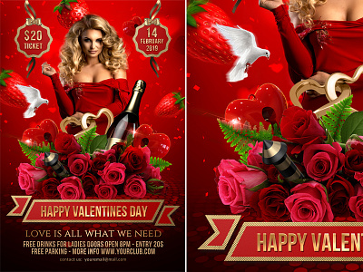 Valentines Day Flyer anniversary celebration club dance flyer heart invitation love modern party party flyer roses sexy single party template valentine flyer valentines day valentines day party valentines flyer vals day party