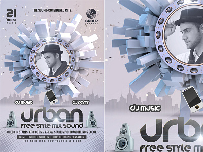 Urban Sounds Flyer bar city club drum bass electro event electro house flyer flyer hip hop modern music nightclub party party flyer poster sound speakers techno urban urban event urban festival