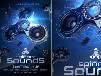 Spinner Sounds Party Flyer bash club flyer dj drum bass dubstep electro electro party event festival flyer future sounds guest dj house music music night nightclub poster template