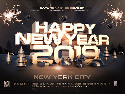 Golden New Year Flyer Template 3d anniversary bash celebration christmas flyer event flyer holiday invitation luxury merry christmas new year new year bash new year party new year party flyer new years eve nightclub party poster template