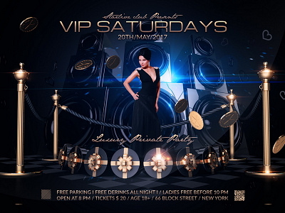 Vip Saturdays Flyer anniversary award birthday casino celebration club deluxe elegant event flyer glamorous nigh party poster private party rich royal saturday star vip lounge