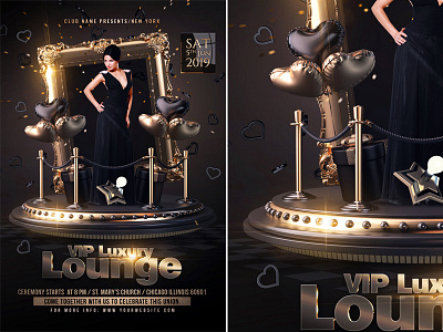 Luxury Vip Lounge Poster anniversary bash birthday birthday party celebration event flyer invitation lounge luxury luxury lounge nightclub party poster template valentine valentines day vip vip lounge