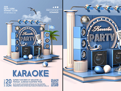 Karaoke Party Flyer bash club flyer karaoke karaoke flyer mic microphone music open mic party poster sing stage star summer template