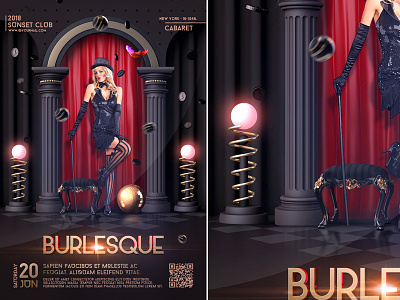Burlesque & Cabaret Poster broadway burlesque cabaret classy invitation live modern moulin rouge nightclub poster retro sexy show showtime stand stylish template theater velvet vintage