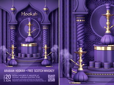 Arabian Hookah Poster bar coals hookah hookah event hookah flyer hookahs lounge narghila night nightclub oriental party poster template