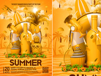 Summer poster beach beach flyer beach party cocktail poster summer summer bash summer festival summer flyer template tropical yellow