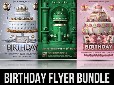 Birthday Flyer Bundle Only $8 anniversary bar bash birthday bundle celebration club dance discount event flyer invitation luxury modern nightclub party poster template