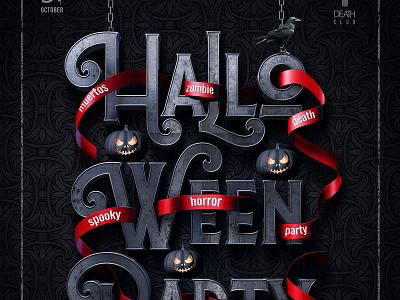 Halloween Party Poster bash celebration dead flyer halloween halloween carnival halloween party invitation poster rosses scary skull spooky template